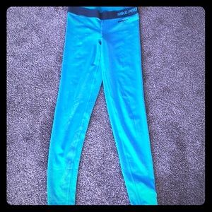 Aqua blue Nike Pro tights leggings activewear xs